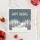 冬の松のクリスマススキーヤー スタンダードランチョンナプキン (インサイチュ)