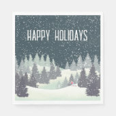 冬の松のクリスマススキーヤー スタンダードランチョンナプキン (正面)