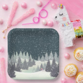 冬の松のクリスマススキーヤー ペーパープレート (パーティー)