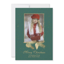 冬の松のクリスマスフォトグリーティングカード