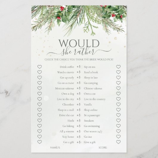 冬の松の彼女はブライダルシャワーゲーム (正面)