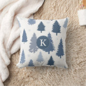 冬の松の木と雪の結晶クリスマスパターン クッション (ブランケット)