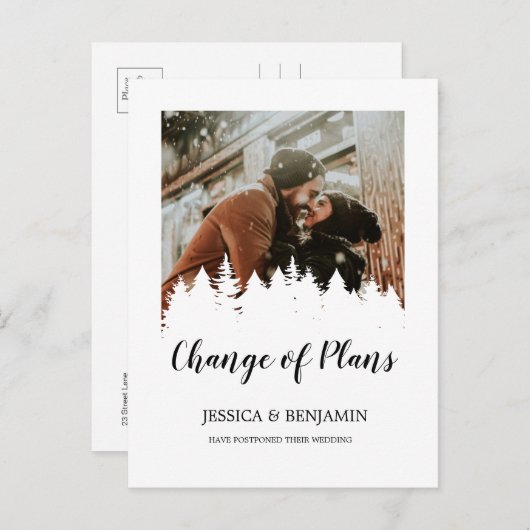 冬の松の木に写真のプランの変化 インビテーションポストカード (正面/裏面)