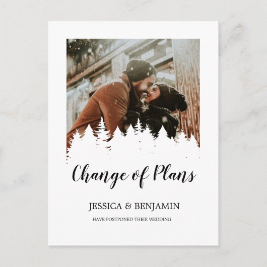 冬の松の木に写真のプランの変化 インビテーションポストカード (正面)