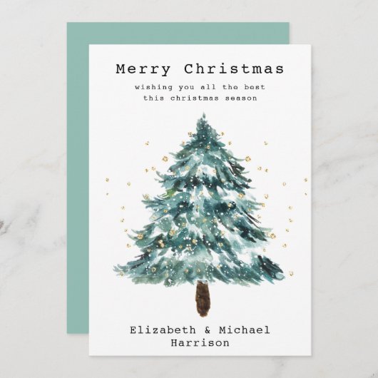 冬の松の木のクリスマスグリーティング シーズンカード (正面/裏面)