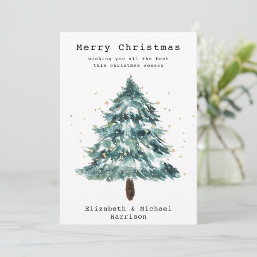冬の松の木のクリスマスグリーティング シーズンカード (スタンド正面)