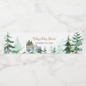 冬の松の木のベビーシャワー　ウォーターボトルラベル ペットボトルラベル (シングルラベル)