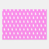 冬の松の木のホットピンクのパターン ラッピングペーパーシート (正面3)