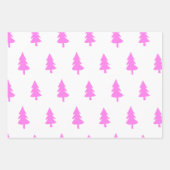 冬の松の木のホットピンクのパターン ラッピングペーパーシート (正面2)