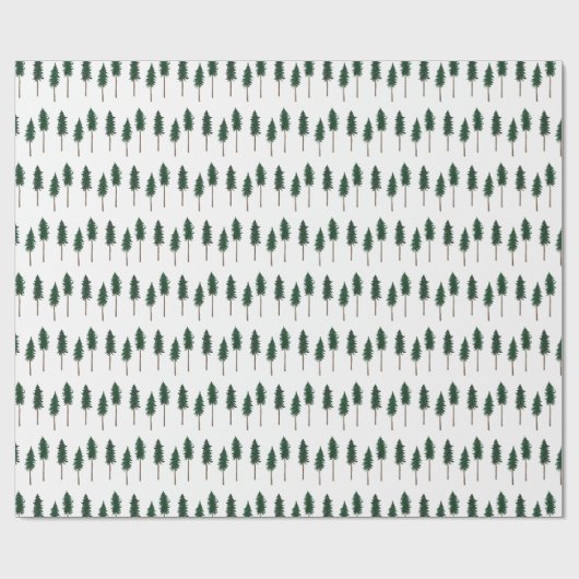 冬の松の木のミニマルなレトロの森のパターン ラッピングペーパー (フラット)