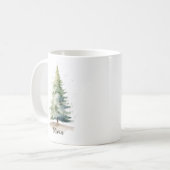 冬の松の木の名入れクリスマスマグカップ コーヒーマグカップ (正面左)