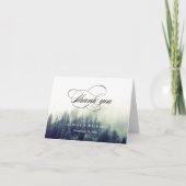 冬の松の木の森のスクリプトありがとう サンキューカード (正面)