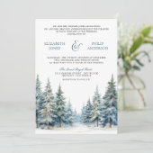 冬の松の木の森の写真QRコード結婚ズ 招待状 (スタンド正面)