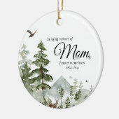 冬の松の木の森の母の愛の記憶 セラミックオーナメント (左)