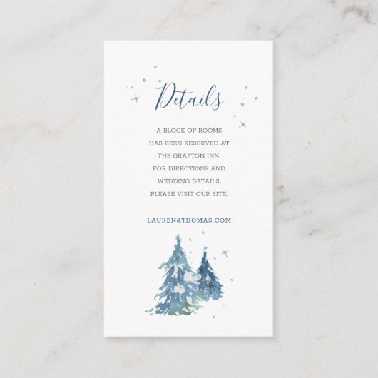 冬の松の木の森の水の色結婚の エンクロージャーカード (正面)