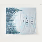 冬の松の木の森の結婚式写真用背景 タペストリー (正面(横))