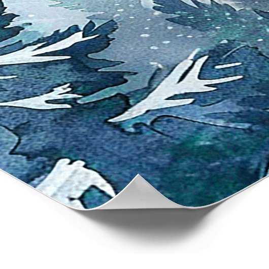 冬の松の木の森の赤ちゃんシャワー歓迎ポスター ポスター (角)