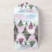 冬の松の木の森の雪のウェディング招待状 オールインワン招待状 (外側)