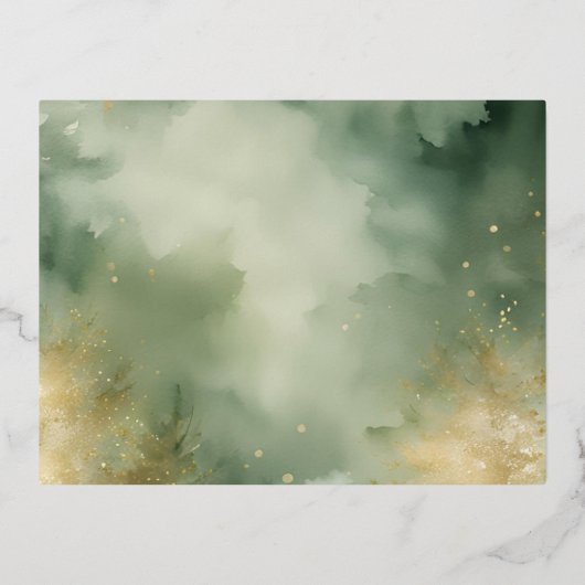 冬の松の木の森モノグラム結婚式RSVPカード 箔招待状ポストカード (裏面)