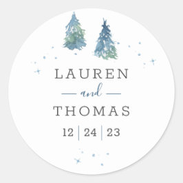 冬の松の木の水の色結婚の ラウンドシール