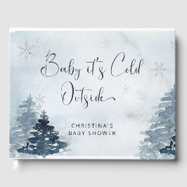 冬の松の木の赤ちゃんシャワーのゲストブック ゲストブック