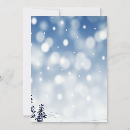 冬の松の木の赤ちゃんシャワー外は寒い 招待状 (裏面)