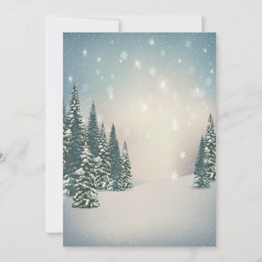 冬の松の木の赤ちゃんシャワー外は寒い 招待状 (裏面)