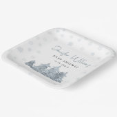 冬の松の木の赤ちゃんシャワー紙プレート ペーパープレート (傾斜あり)