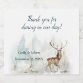 冬の松の木の雪のスタッグの結婚覆い ビールラベル (シングルラベル)