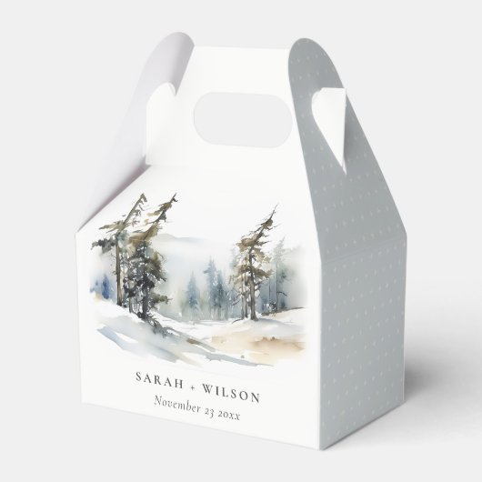 冬の松の木の雪の風景の水結婚色の フェイバーボックス (裏面サイド)