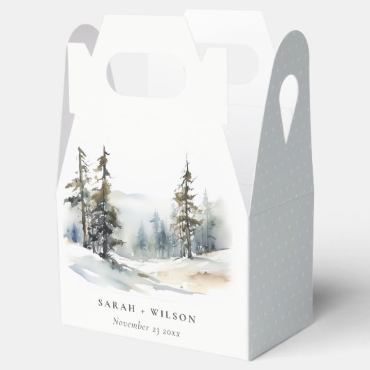 冬の松の木の雪の風景の水結婚色の フェイバーボックス (オープン)