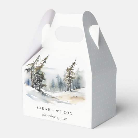 冬の松の木の雪の風景の水結婚色の フェイバーボックス (正面サイド)