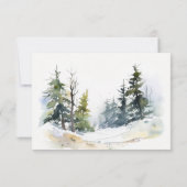 冬の松の木の雪の風景の水結婚色の 出欠カード (裏面)