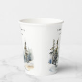 冬の松の木の雪の風景の水結婚色の 紙コップ (右)