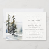冬の松の木の雪の風景リハーサルディナー 招待状 (正面)