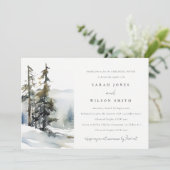 冬の松の木の雪の風景リハーサルディナー 招待状 (スタンド正面)