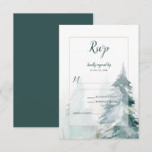 冬の松の木の雪景色の結婚式RSVP 出欠カード (正面/裏面)