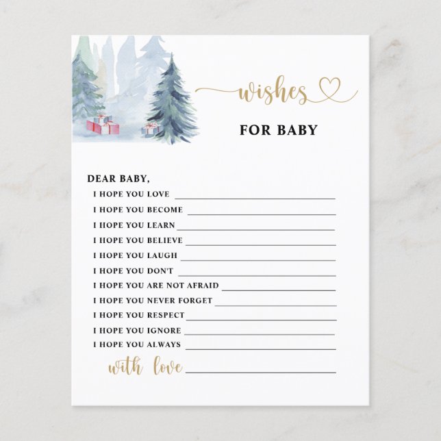 冬の松の木の願いベビーカード (正面)