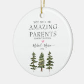 冬の松の木の驚くべき新しい期待の両親 セラミックオーナメント (左)