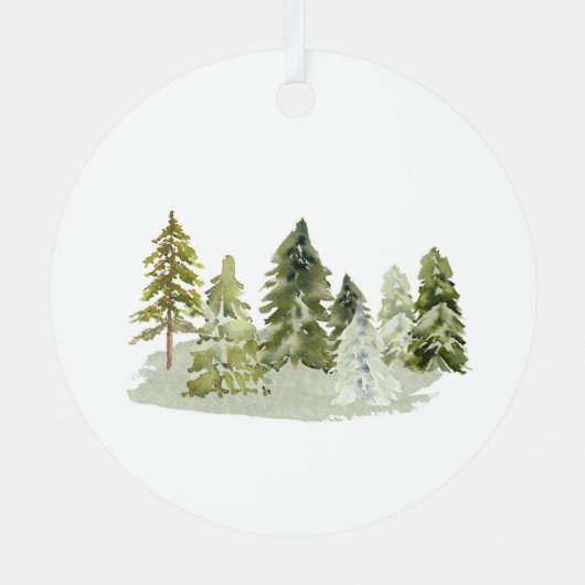冬の松の木を愛する記念クリスマス メタルオーナメント (裏面)