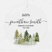 冬の松の木を愛する記念クリスマス メタルオーナメント (正面)