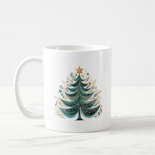 冬の松の木クリスマスコーヒーマグ コーヒーマグカップ (左)