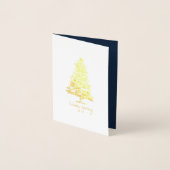 冬の松の木ミニ休日の挨拶と写真 箔カード (正面)