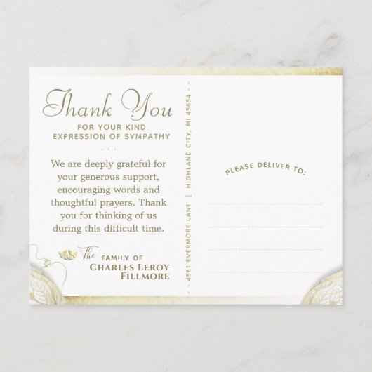 冬の松の木 お悔やみ感謝ポストカード ポストカード (裏面)