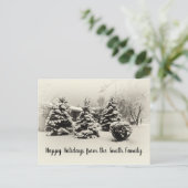 冬の松の木 – 世紀中頃のクリスマス風景 ポストカード (スタンド正面)