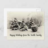 冬の松の木 – 世紀中頃のクリスマス風景 ポストカード (正面/裏面)