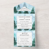 冬の松の木RSVP水の色の森結婚の オールインワン招待状 (内側)