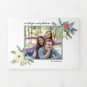 冬の松の枝3枚のエレガント写真クリスマス 三つ折りクリスマスカード (カバー)