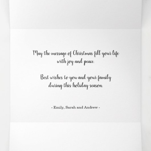 冬の松の枝3枚のエレガント写真クリスマス 三つ折りクリスマスカード (内部中)