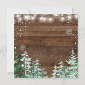 冬の松の森の赤ちゃんシャワー外は寒い 招待状 (裏面)